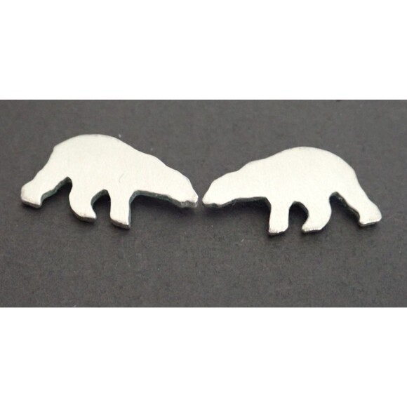 Silver Bear Silhouette Post Earrings 3/4" - Picture 7 of 9